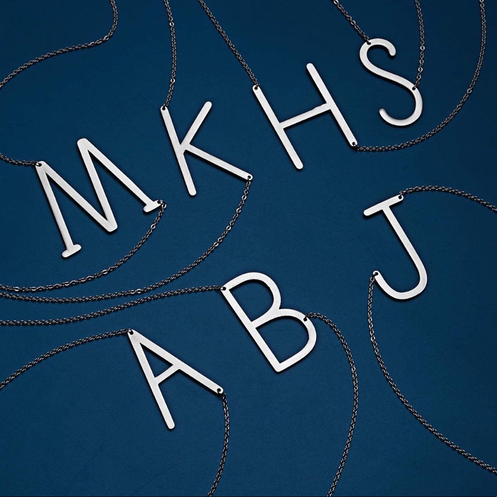 Silver Initial Pendant Necklace Letters A-Z - Picture 4 of 4